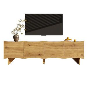 Redom TV stolek 155/36/47 cm s vlnitými dvířky a kabelovými průchodkami, úložný prostor, Natural obraz