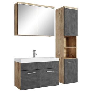 Badplaats KOUPELNOVÁ SESTAVA Paso LED 4 díly kaštanový dub / šedá - 80 x 35 x 55 cm obraz