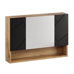 Badplaats ZRCADLOVÁ SKŘÍŇKA Manello 3 dveře dub s matná černá - 80 x 17 x 60 cm obraz