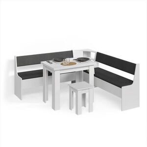 Livinity® ROHOVÁ LAVICE Tiberio Bílá 180 x 180 cm se stolkem obraz