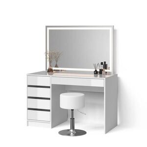Livinity® TOALETNÍ STOLEK Imola Bílá se zrcadlem LED a stoličkou obraz