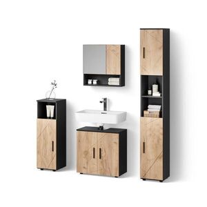 Livinity® SADA NÁBYTKU DO KOUPELNY Ronco, Zlatý mocný dub/Antracit, 4dílná obraz
