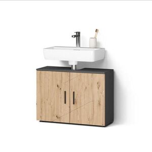 Livinity® TOALETNÍ STOLEK Ronco, Antracit/Řemeslný dub, 80 x 59 cm se 2 dveřmi obraz