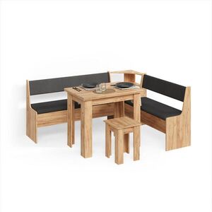 Livinity® ROHOVÁ LAVICE Tiberio Zlatý mocný dub 180 x 150 cm se stolkem obraz