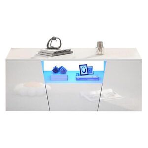 OKWISH KONFERENČNÍ stolek 100/50/40 cm bílý z dřevotřísky s LED osvětlením a úložným prostorem obraz