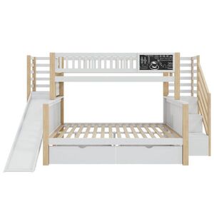 KOMHTOM PATROVÁ POSTEL 140x200 cm a 90x200 cm v bílé barvě s graffiti tabulí obraz