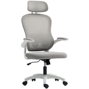 HOMCOM KANCELÁŘSKÁ ŽIDLE Ergonomická kancelářská židle se sklopnými područkami Šedá obraz