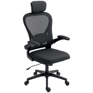 HOMCOM KANCELÁŘSKÁ ŽIDLE Ergonomická kancelářská židle se sklopnými područkami Černá obraz