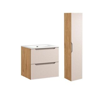 Petits-meubles KOUPELNOVÝ NÁBYTEK 61cm Mallory 2er-Set Béžová a dřevo obraz