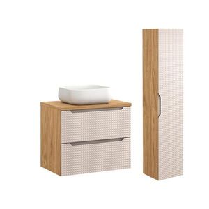 Petits-meubles KOUPELNOVÝ NÁBYTEK 70cm Mallory 2er-Set Béžová a dřevo obraz