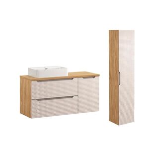 Petits-meubles KOUPELNOVÝ NÁBYTEK 120cm Mallory 2er-Set Béžová a dřevo obraz
