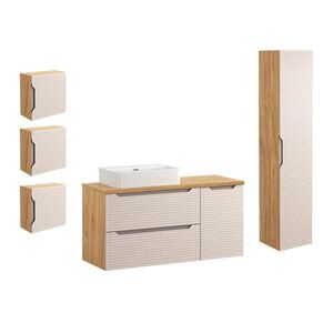 Petits-meubles KOUPELNOVÝ NÁBYTEK 120cm Mallory 2er-Set Béžová a dřevo obraz