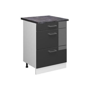 Vicco SPODNÍ SKŘÍŇKA KUCHYŇSKÉ LINKY R-Line Antracitový vysoký lesk 60 cm se zásuvkami, PD Antracit obraz