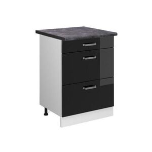Vicco SPODNÍ SKŘÍŇKA KUCHYŇSKÉ LINKY R-Line Černý vysoký lesk 60 cm se zásuvkami, PD Antracit obraz