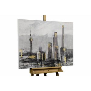 KUNSTLOFT RUČNĚ MALOVANÝ AKRYLOVÝ OBRAZ ČERNÝ/ŠEDÝ, 100/70 CM obraz