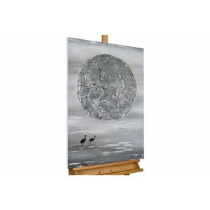 KUNSTLOFT RUČNĚ MALOVANÝ AKRYLOVÝ OBRAZ ŠEDÝ/STŘÍBRNÝ, 60/90 CM obraz