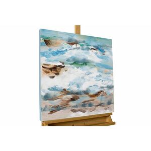 KUNSTLOFT RUČNĚ MALOVANÝ AKRYLOVÝ OBRAZ MODRÝ/BÉŽOVÝ, 60/60 CM obraz