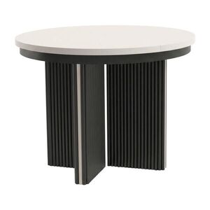 Beautysofa JÍDELNÍ STŮL Prestige, kulatý designový stůl, rozkládací Ø 100–180 cm, kašmír + kašmír / černá obraz