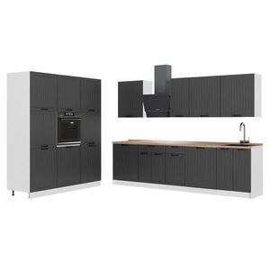 Vicco KUCHYŇSKÝ KOUT Fame-Line, Tmavě šedá/Bílá, 460 cm, PD Dub obraz