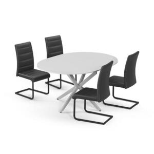 Vicco JÍDELNÍ STŮL SESTAVA Loyd, Bílá/Šedá, 120 x 120 cm se 4 jídelními židlemi, černé obraz