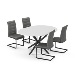 Vicco JÍDELNÍ STŮL SESTAVA Loyd, Bílá/Černá, 120 x 120 cm se 4 jídelními židlemi, šedé obraz