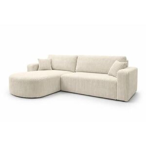 Kaiser Möbel ROHOVÁ SEDAČKA s funkcí spaní, manšestrová tkanina Tilia, Ecru, Levá strana, ROUND ONE XL obraz