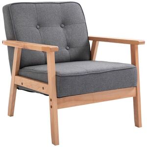 HOMCOM JEDNOSEDACÍ KŘESLO, lounge křeslo, plátno, šedé obraz