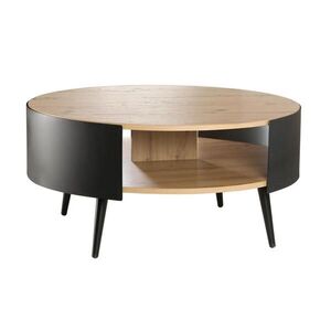 Calicosy KULATÝ konferenční stolek se 2 úrovněmi, černé kovové bočnice, průměr 80 cm - EKLO obraz