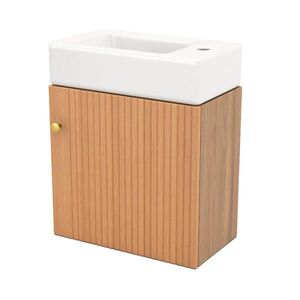 Modfu KOUPELNOVÁ skříňka s umyvadlem z MDF 46x26x56 cm v dekoru přírodního dřeva se soft-close dvířky a 3D čelem obraz