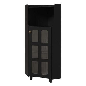Modfu ROHOVÁ skříňka z MDF 63, 5x16x124 cm černá s LED osvětlením, aplikací a 2v1 úložným prostorem obraz