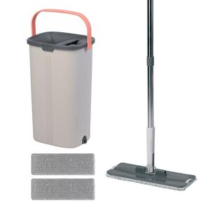 Relaxdays MOP Antracit Šedá Korálová plochý 2komorový kbelík obraz