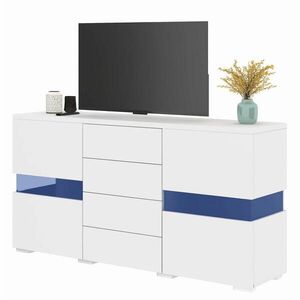 OKWISH BOČNÍ skříň 140/35/72 cm bílá z MDF s LED osvětlením a úložnými zásuvkami obraz