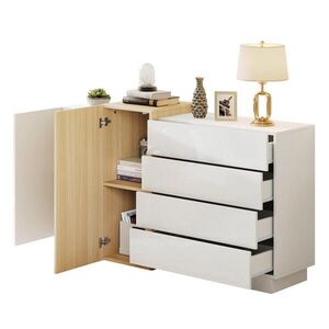 OKWISH BOČNÍ skříň 140/35/76, 5 cm bílá z MDF s push-to-open a úložnými zásuvkami obraz