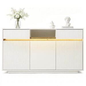OKWISH BOČNÍ skříň 140/40/85 cm bílá z MDF a dřevotřískové desky s LED osvětlením obraz
