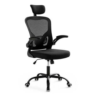 Relaxdays ŽIDLE Černá kancelářská ergonomická obraz