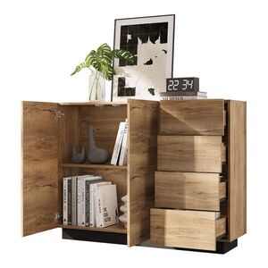 OKWISH KOMODA 120/35, 5/90, 5 cm přírodní černá z dřevotřísky s bezúchytkovým otevíráním a úložným prostorem obraz