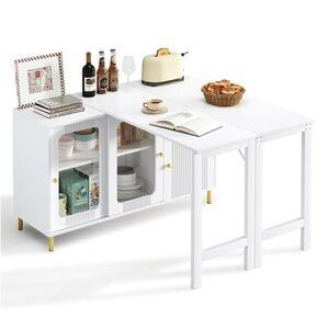 OKWISH BOČNÍ skříň 116/40/78, 5 cm bílá z MDF s výklopnou a rozkládací deskou obraz