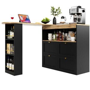 Modfu BAROVÝ stůl z MDF 105x39x102 cm černý s otočným regálem 360° a 4 zásuvkami obraz