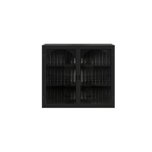Modfu NÁSTĚNNÁ skříňka z kovu a tvrzeného skla 70x26x60 cm černá se 2 dvířky, 3 úrovněmi úložného prostoru a odnímatelnou policí obraz