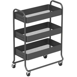 Modfu KUCHYŇSKÝ vozík z kovu 64, 5x34x87 cm černý se 3 koši a 4 kolečky obraz