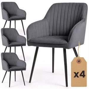 RAUMHIRSCH FURNITURE ČALOUNĚNÁ ŽIDLE, sada 4 ks, kovové nohy grafitové, černá 54, 5/82/58 obraz