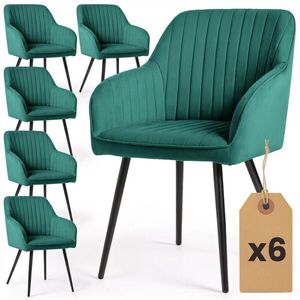RAUMHIRSCH FURNITURE ČALOUNĚNÁ ŽIDLE, sada 6 ks, kovové nohy, zelená, černá 54, 5/82/58 obraz