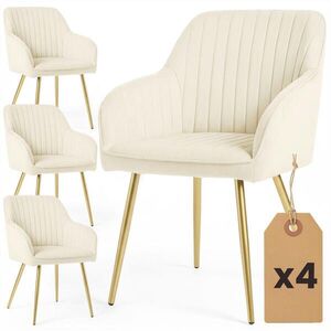 RAUMHIRSCH FURNITURE ČALOUNĚNÁ ŽIDLE, sada 4 ks, kovové nohy krémové, zlaté 54, 5/82/58 obraz