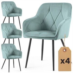 RAUMHIRSCH FURNITURE ČALOUNĚNÉ ŽIDLE, sada 4 ks, kovové nohy, tyrkysová, černá 54, 5/82, 5/58 obraz