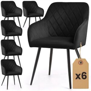 RAUMHIRSCH FURNITURE ČALOUNĚNÁ ŽIDLE, sada 6 ks, kovové nohy, černá 54, 5/82/58 obraz