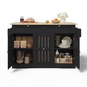 STILVORA KUCHYŇSKÝ VOZÍK černý s výklopnou pracovní deskou a zásuvkami, 120×45(70)×92 cm obraz