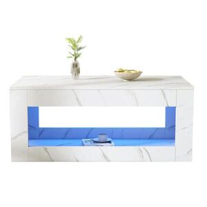 STILVORA KONFERENČNÍ STŮL v bílé barvě s LED osvětlením do obýváku, Š100/H50/V50 cm obraz