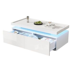 FLIEKS KONFERENČNÍSTOLEK 95x45cm Bílý LED Lesklý Zásuvky obraz
