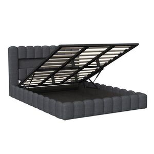 SHOPENTRA ČALOUNĚNÁ postel 140x200 cm béžová s úložným prostorem s USB a LED úložným prostorem obraz