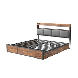SHOPENTRA ČALOUNĚNÁ postel 160x200 PU s tygřím vzorem LED obraz